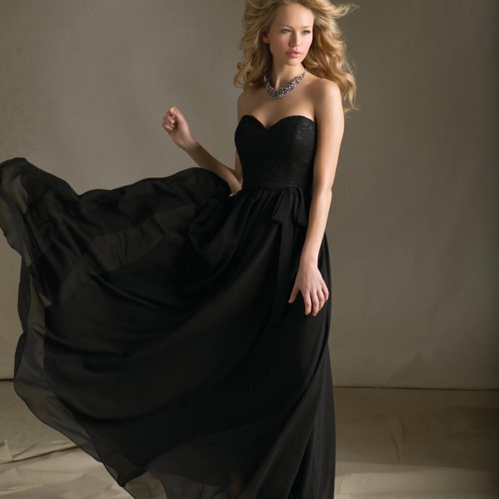MORI LEE by MADELINE GARDNER NWT Strapless Full Length Chiffon Dress - Size 8